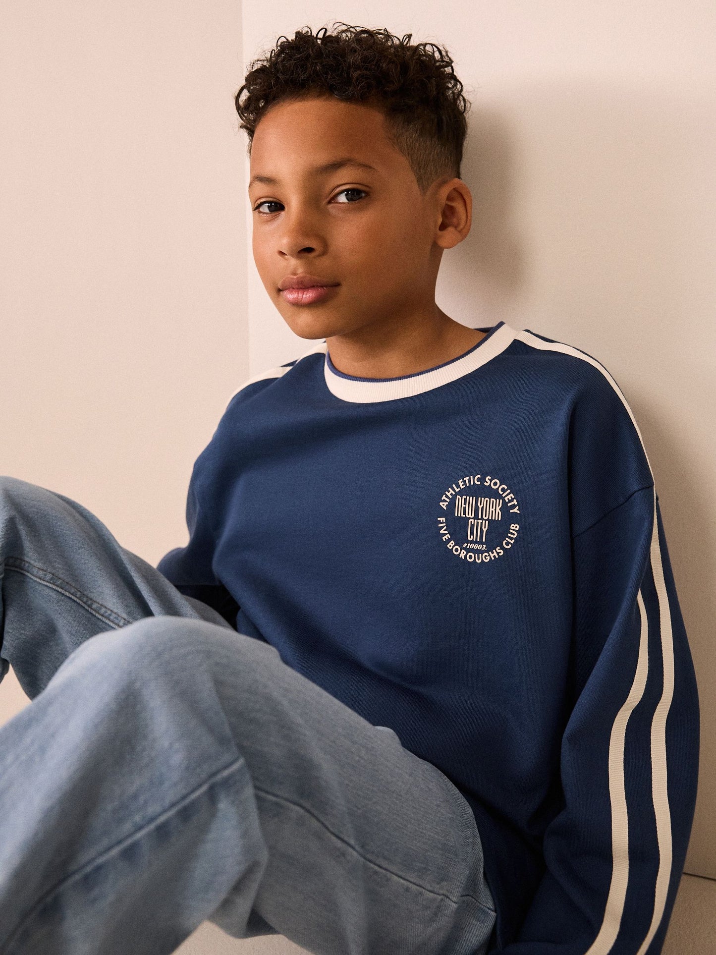 Dsiney Kidz - Blue Long Sleeve Heavyweight Varsity T-Shirt (3-16yrs) image 2