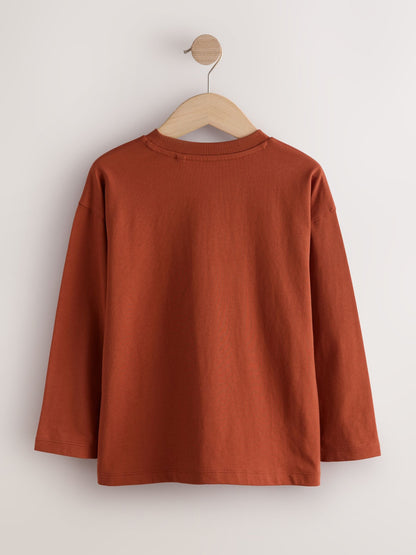 Dsiney Kidz - Rust Fries Relaxed Fit Graphic Long Sleeve Cotton T-Shirt (3-16yrs) image 2