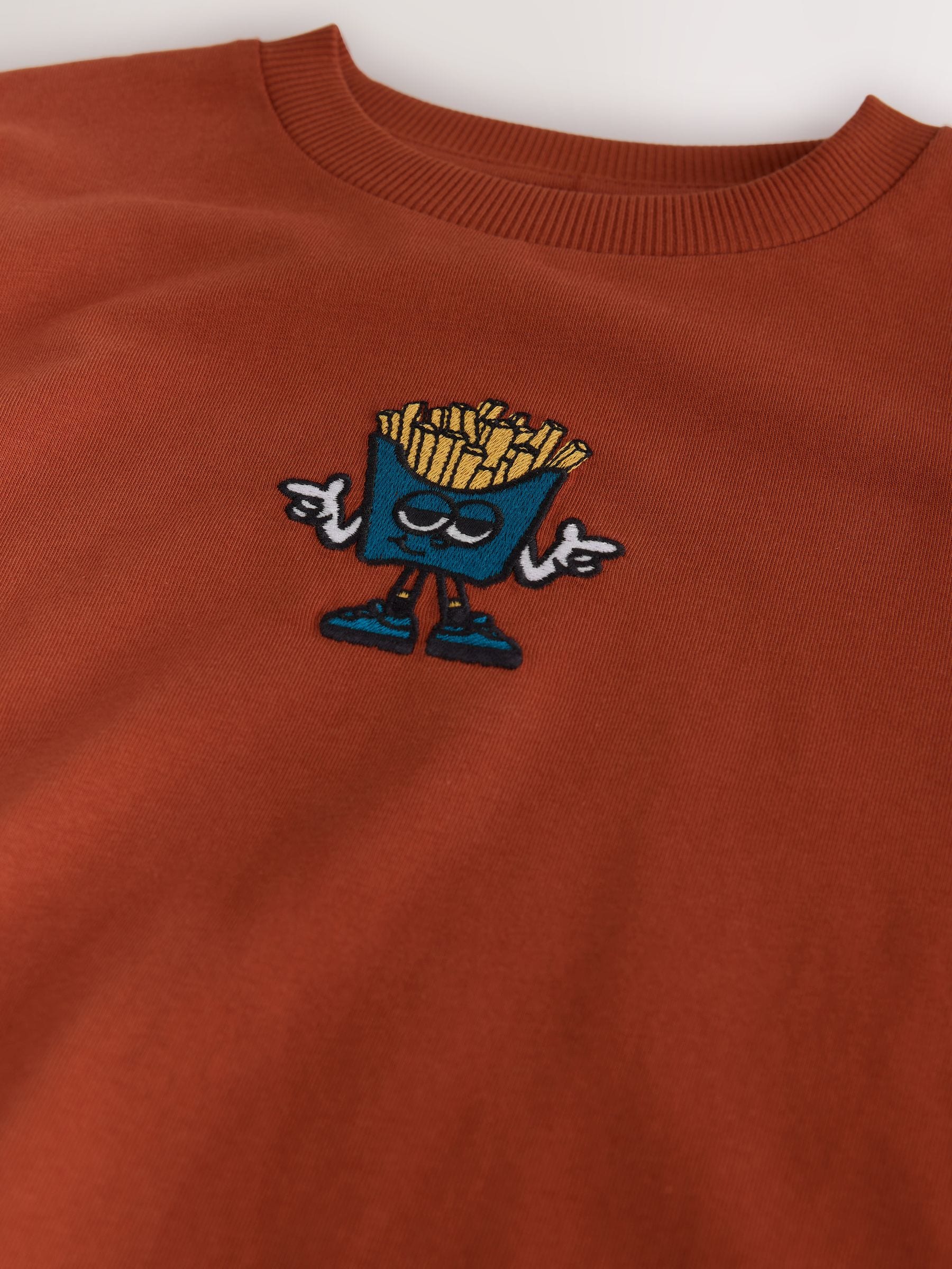 Dsiney Kidz - Rust Fries Relaxed Fit Graphic Long Sleeve Cotton T-Shirt (3-16yrs) image 4