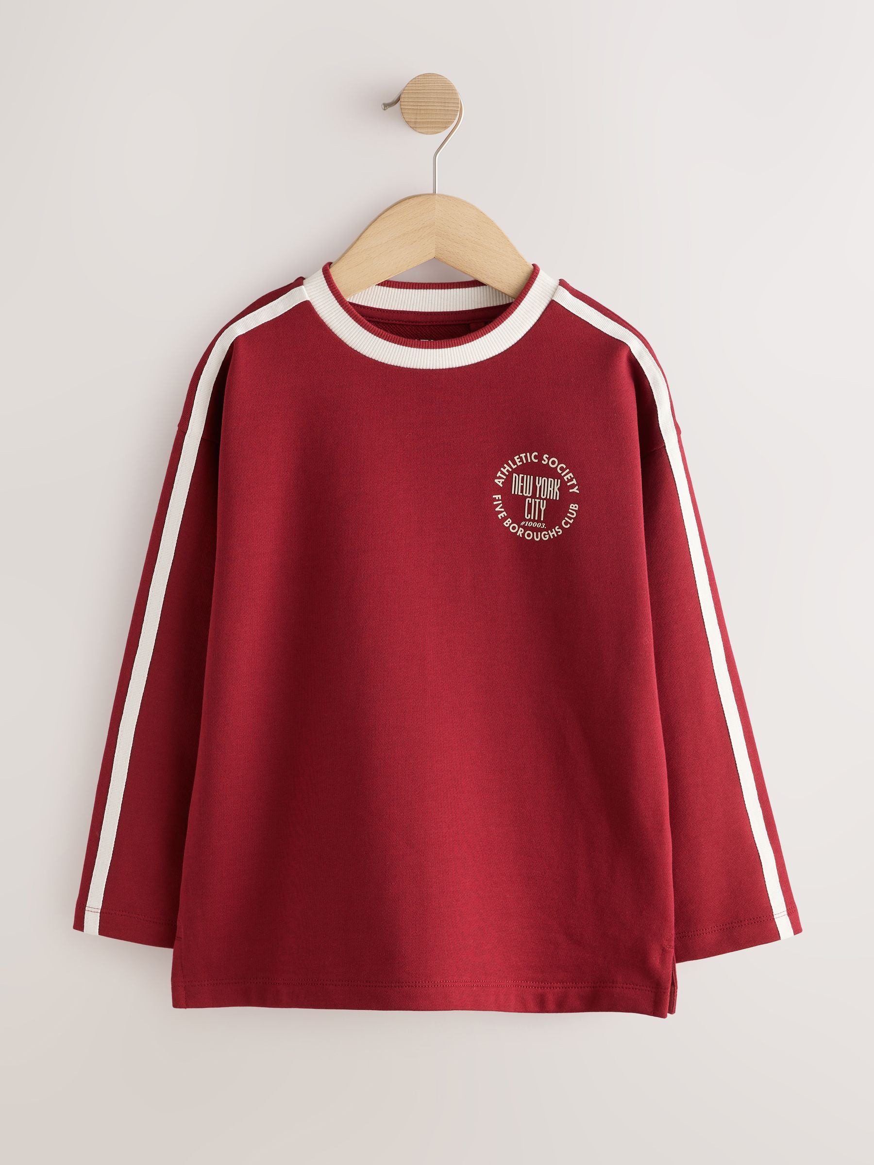 Dsiney Kidz - Burgundy Red Long Sleeve Heavyweight Varsity T-Shirt (3-16yrs) image 1