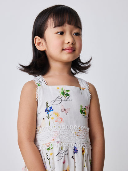 Baker by Ted Baker Linen Blend Floral Print Tiered Dress image 2