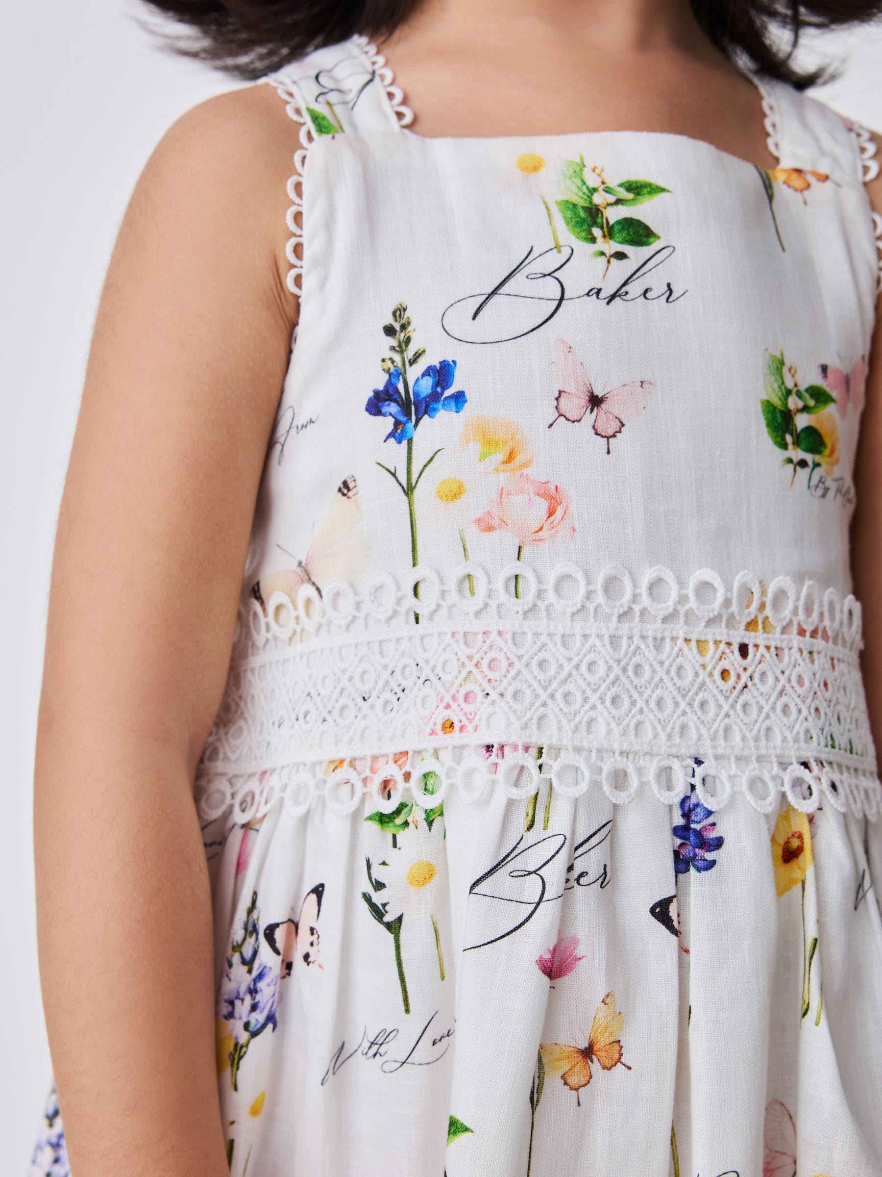 Baker by Ted Baker Linen Blend Floral Print Tiered Dress image 4