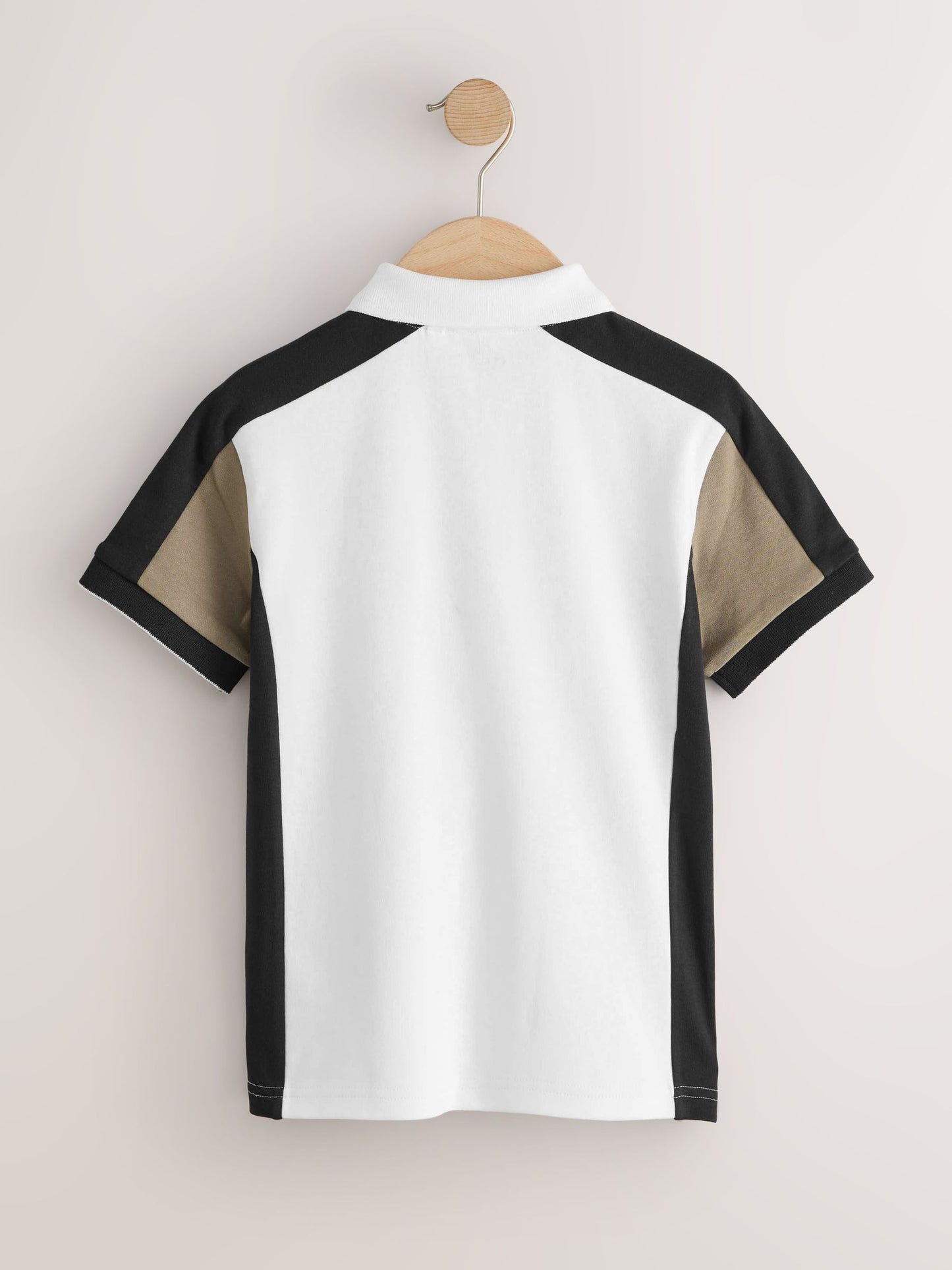 Dsiney Kidz - Black/Tan/White Colourblock Short Sleeve Zip Neck Polo Shirt (3-16yrs) image 6