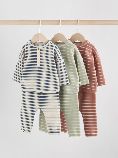 Green/Blue/Brown Stripe Baby Top & Leggings 6 Piece Set (0mths-3yrs) image 1