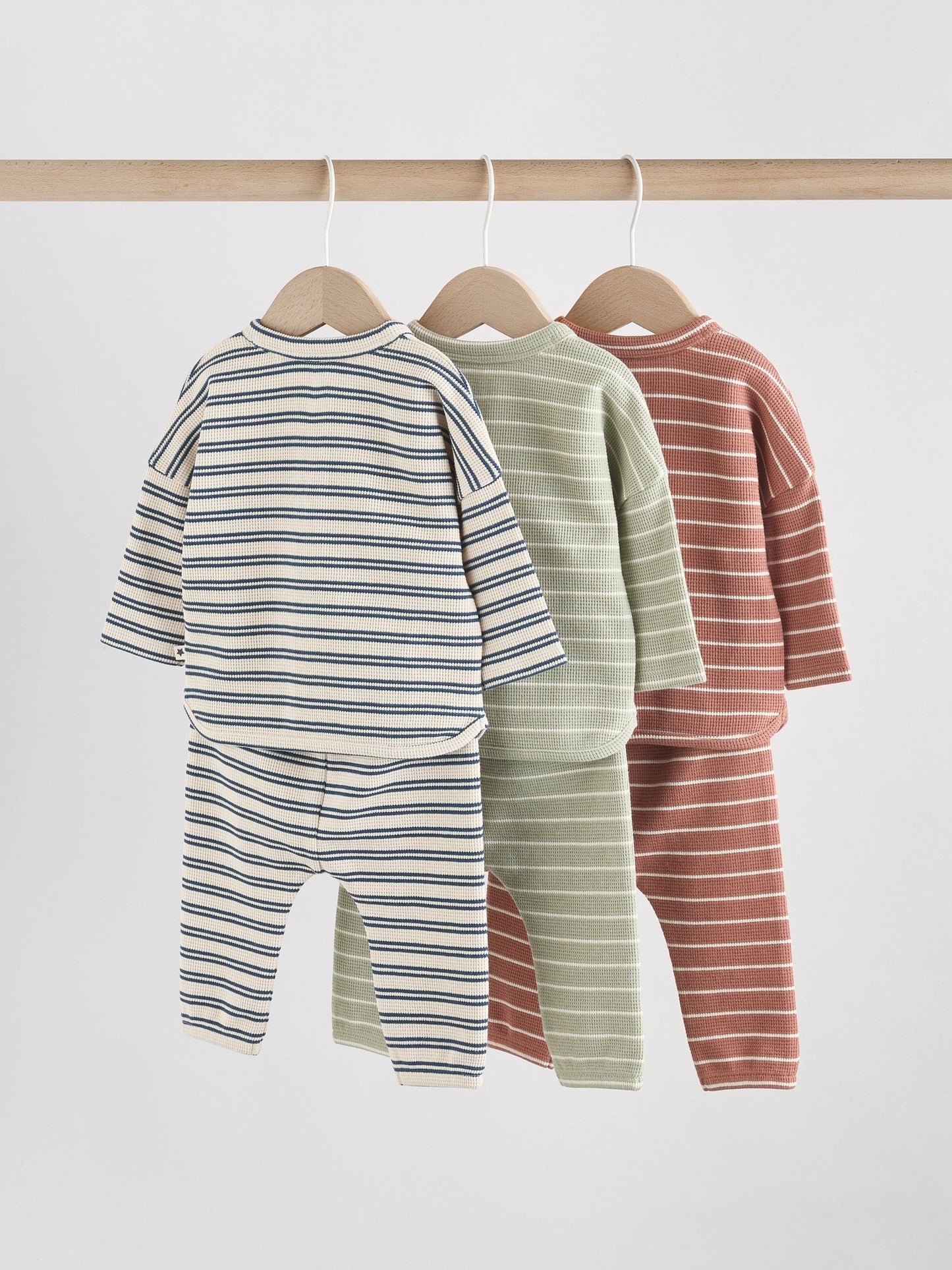 Dsiney Kidz - Green/Blue/Brown Stripe Baby Top & Leggings Set 6 Piece (0mths-3yrs) image 2