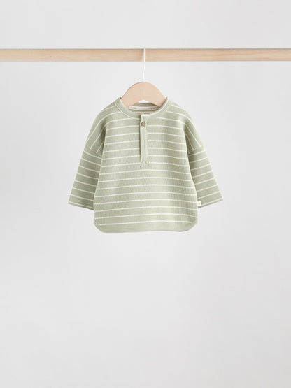 Green/Blue/Brown Stripe Baby Top & Leggings 6 Piece Set (0mths-3yrs) image 7