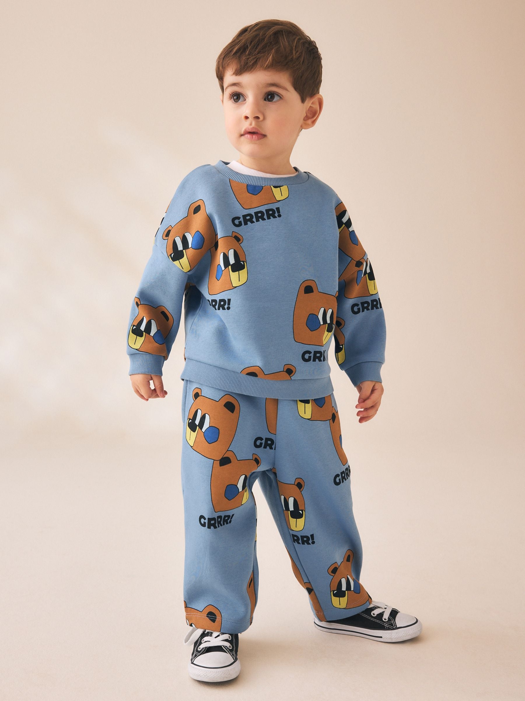 Blue All Over Print Crew Jogger Set (3mths-7yrs) image 1