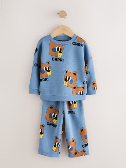 Dsiney Kidz - Blue All Over Print Crew Neck Sweat Top and Joggers Set (3mths-7yrs) image 5