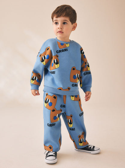 Dsiney Kidz - Blue All Over Print Crew Neck Sweat Top and Joggers Set (3mths-7yrs) image 1