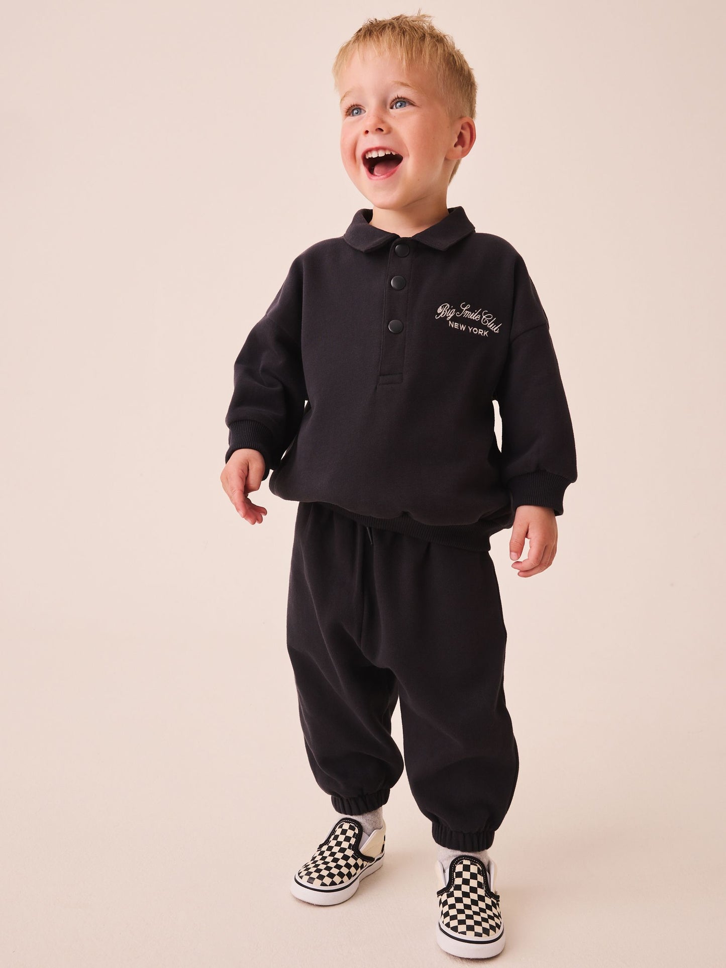 Charcoal Grey Popper Neck Sweat Top and Joggers Set (3mths-7yrs) image 1