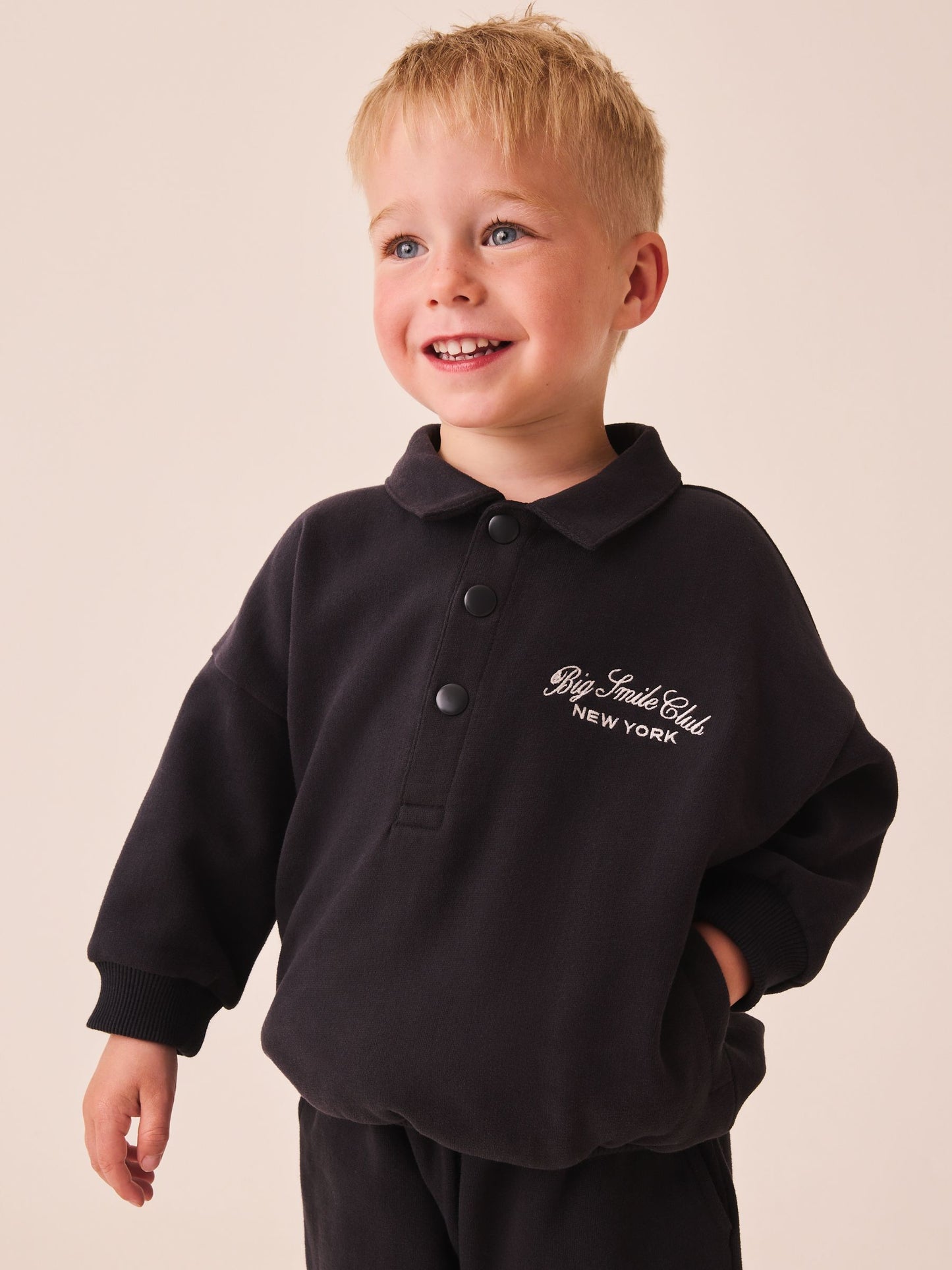 Charcoal Grey Popper Neck Sweat Top and Joggers Set (3mths-7yrs) image 2
