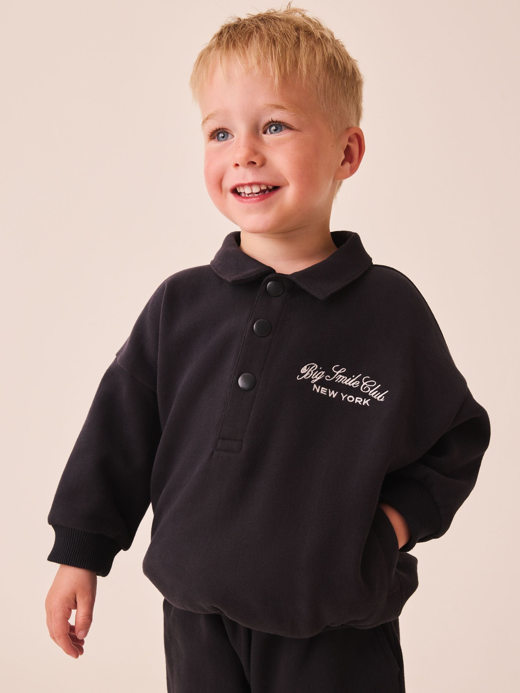 Charcoal Grey Popper Neck Sweat Top and Joggers Set (3mths-7yrs) image 2
