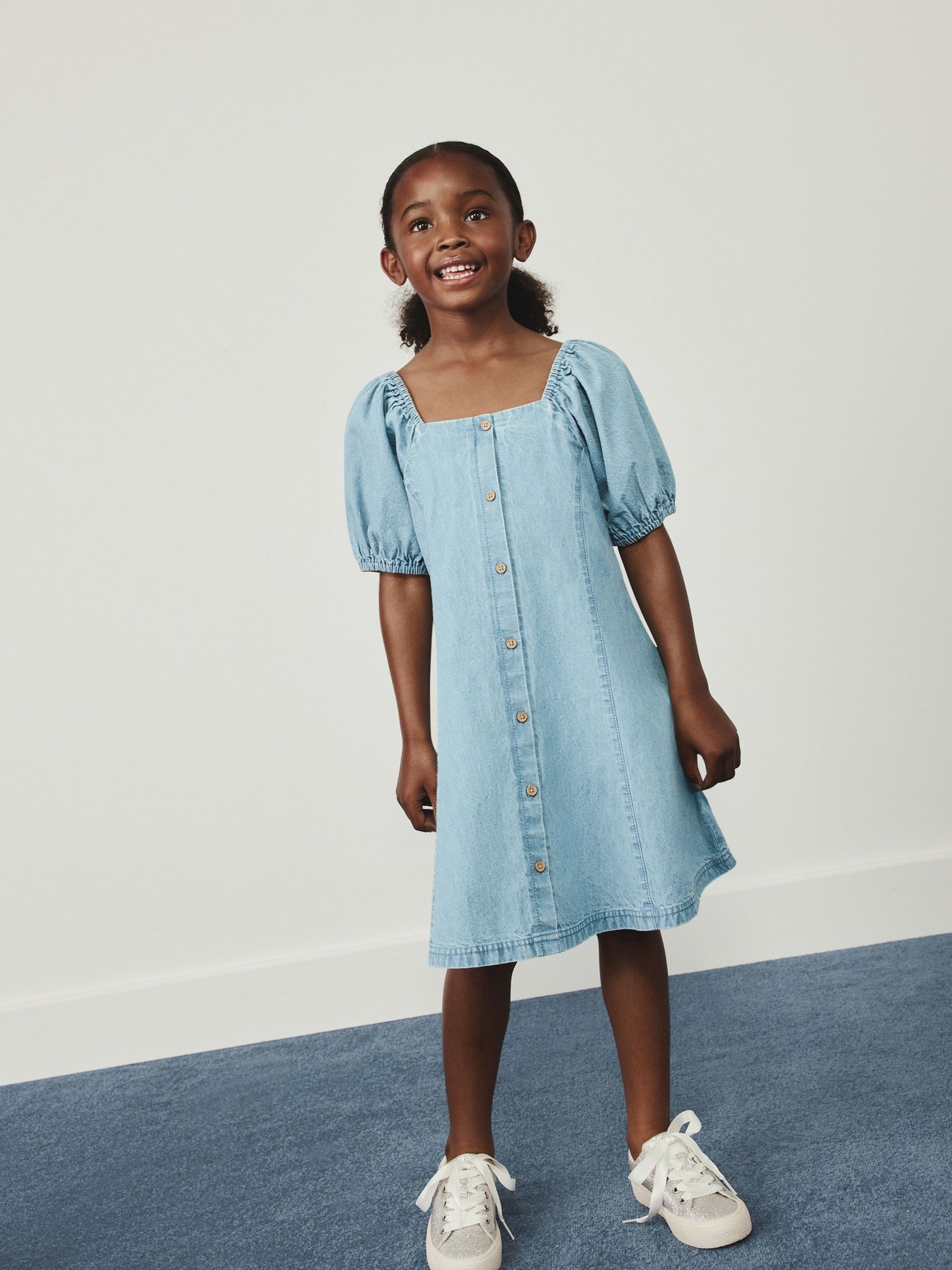 Dsiney Kidz - Denim Puff Sleeve Button Through Dress (3-16yrs) image 1