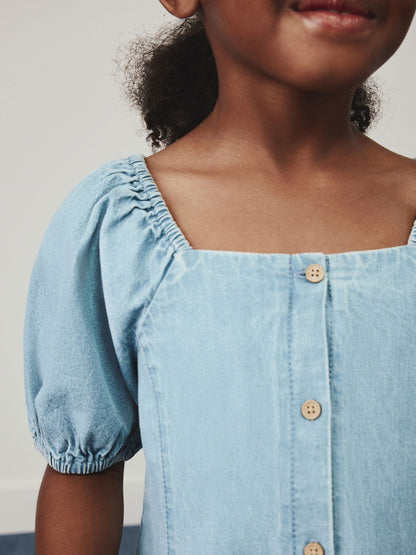 Dsiney Kidz - Denim Puff Sleeve Button Through Dress (3-16yrs) image 4