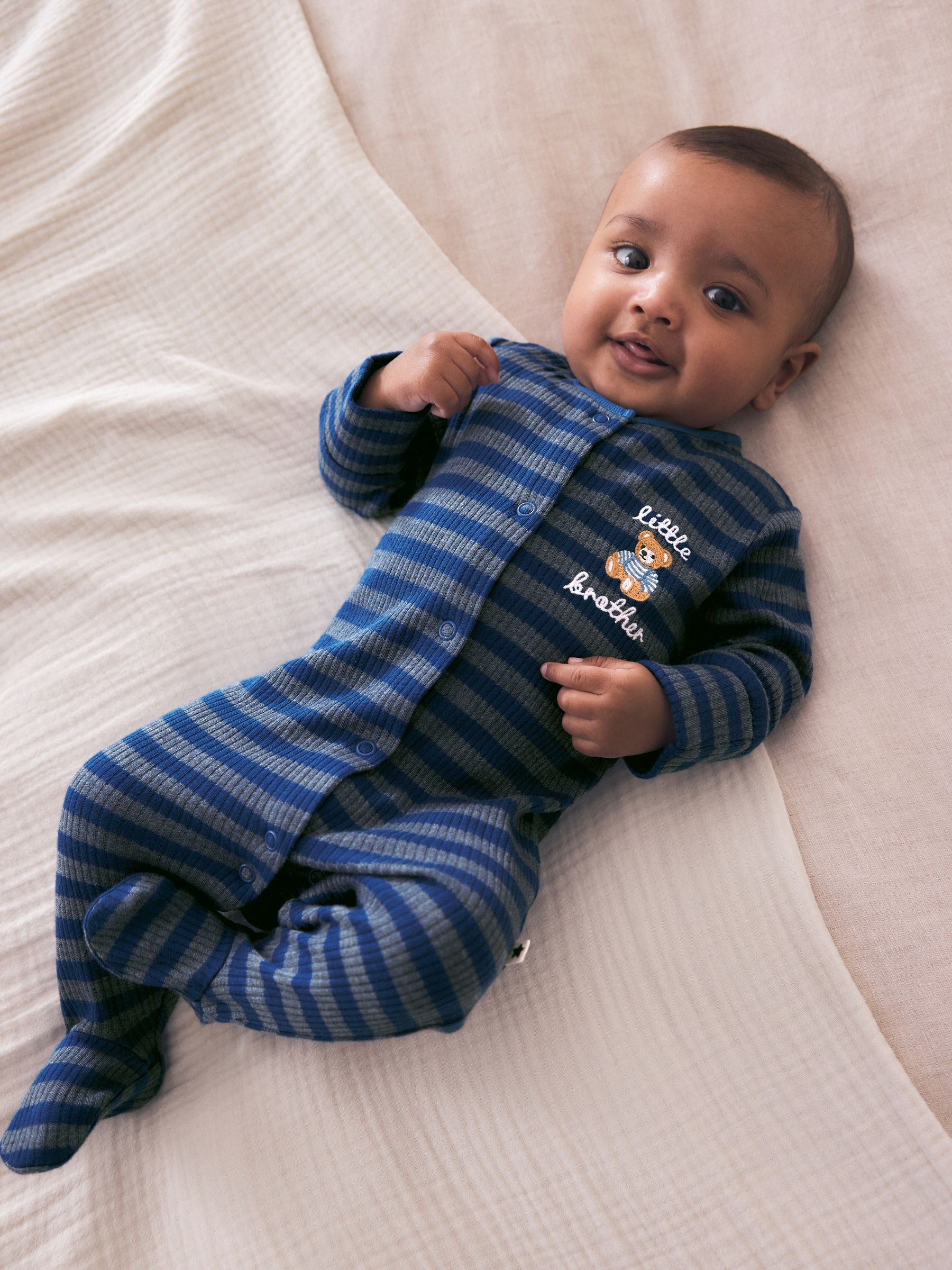 Dsiney Kidz - Navy Little Brother Family Baby Sleepsuit (0-2yrs) image 1
