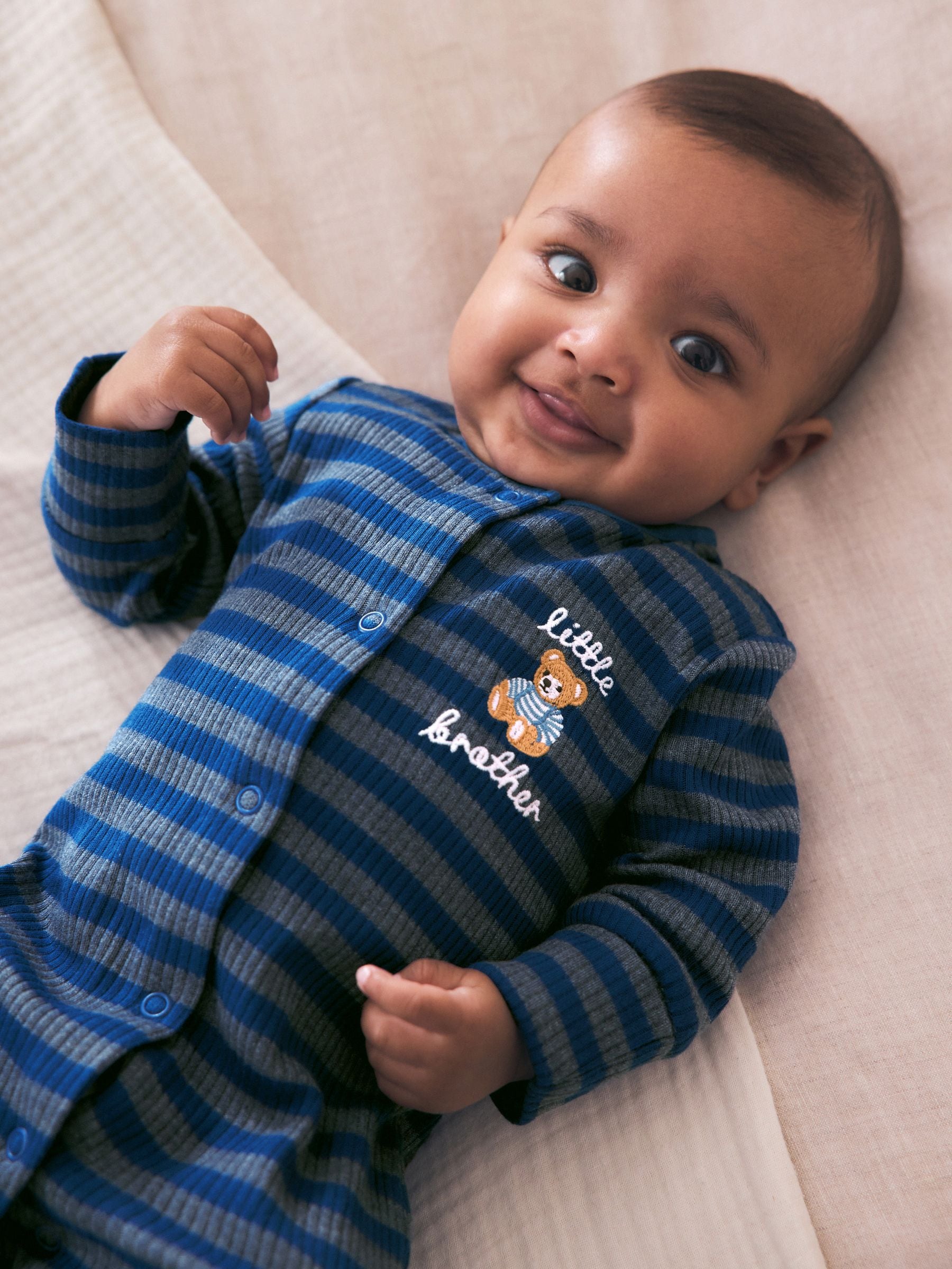 Dsiney Kidz - Navy Little Brother Family Baby Sleepsuit (0-2yrs) image 2