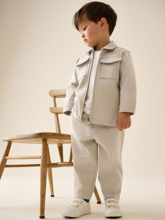 Cream Smart Jacket Top & Trousers Set 3 Piece (3mths-7yrs) image 1