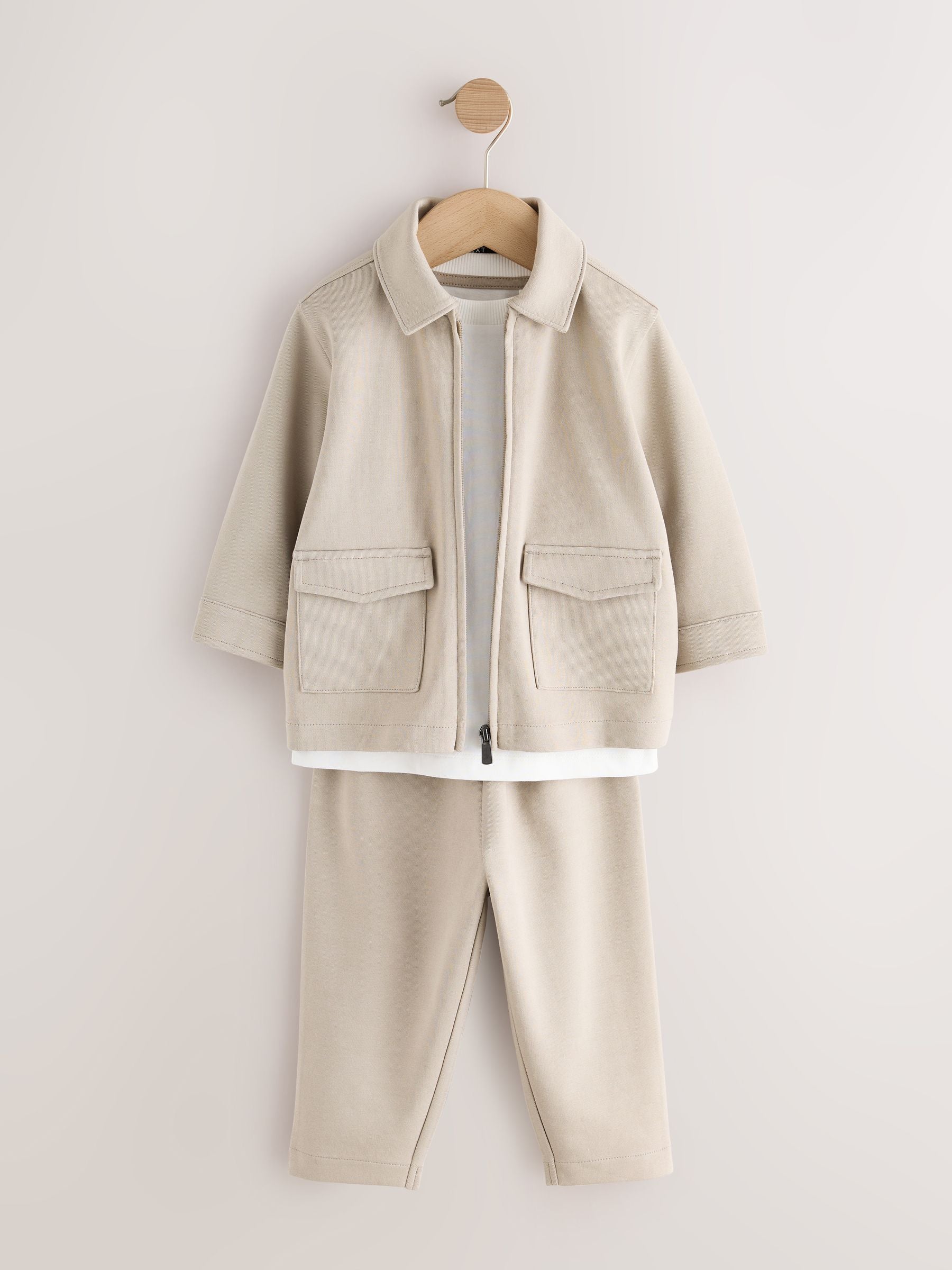 Cream Smart Jacket Top & Trousers Set 3 Piece (3mths-7yrs) image 5