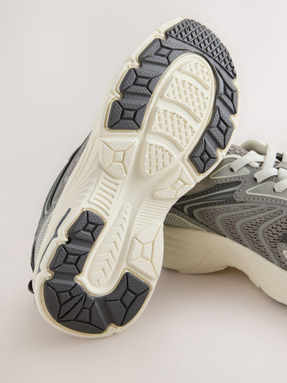 Grey Standard Fit (F) Elastic Lace Trainers image 4