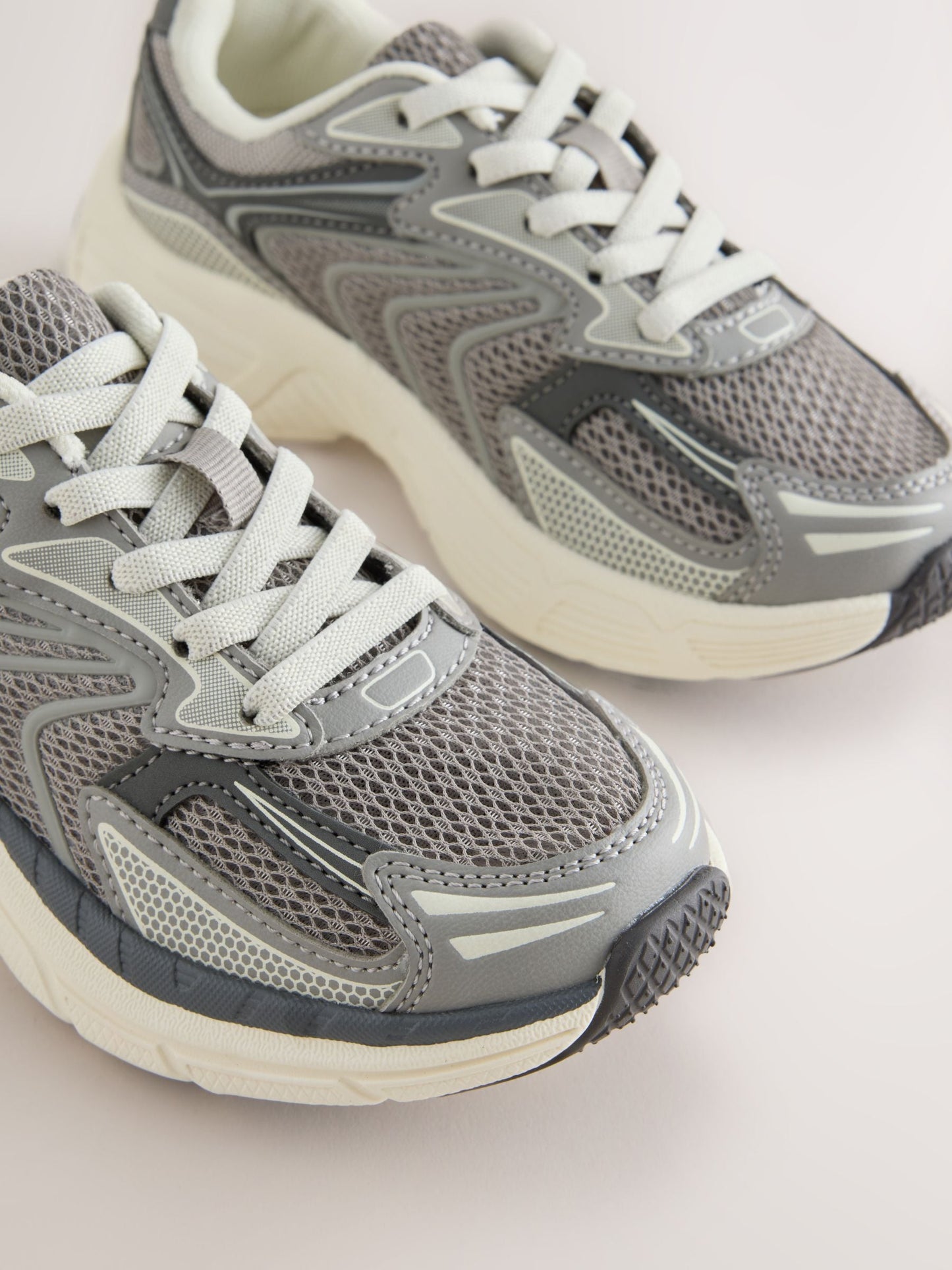 Grey Standard Fit (F) Elastic Lace Trainers image 5