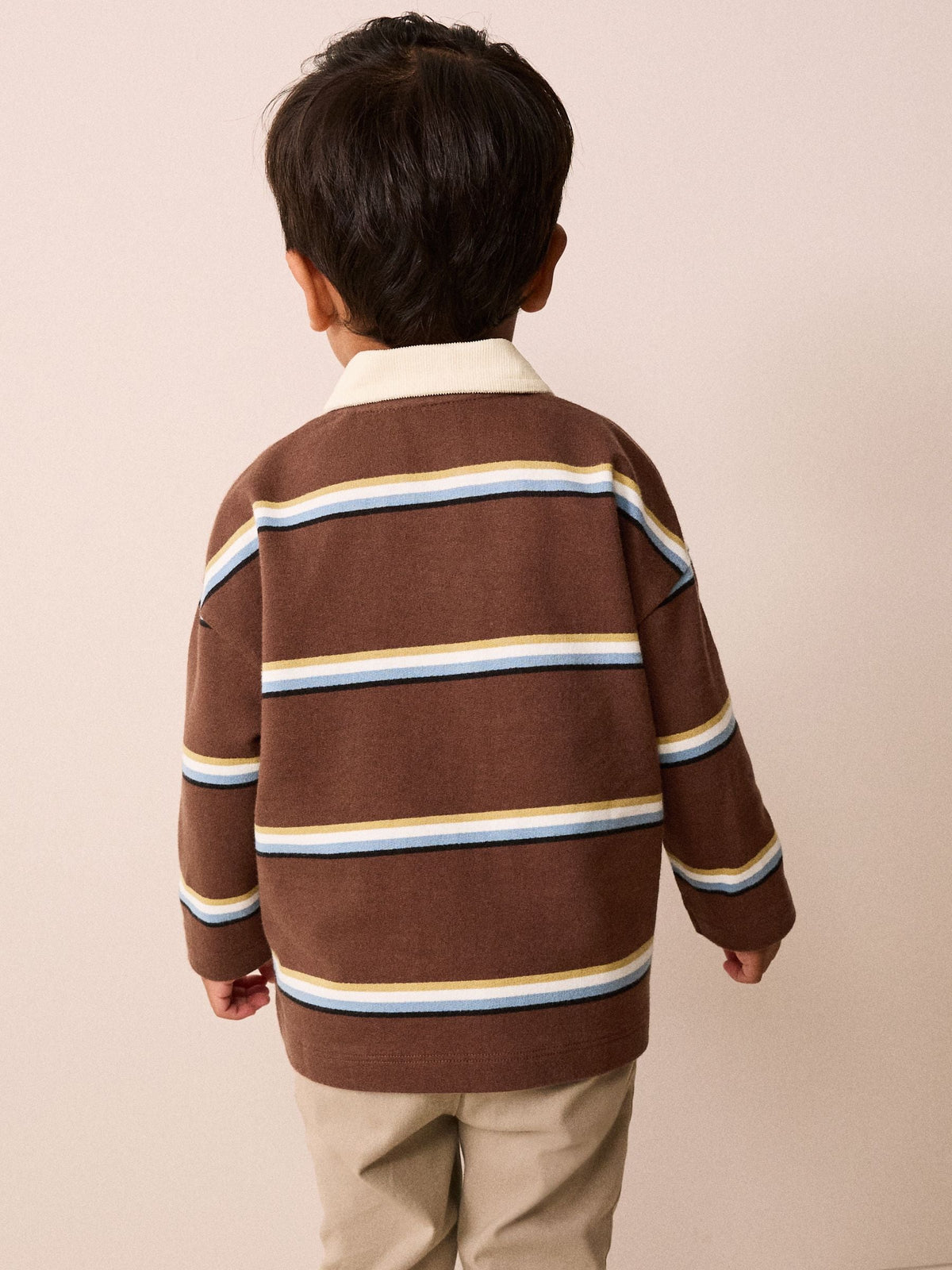 Dsiney Kidz - Brown/Cream Long Sleeve Rugby Polo Top (3mths-7yrs) image 3