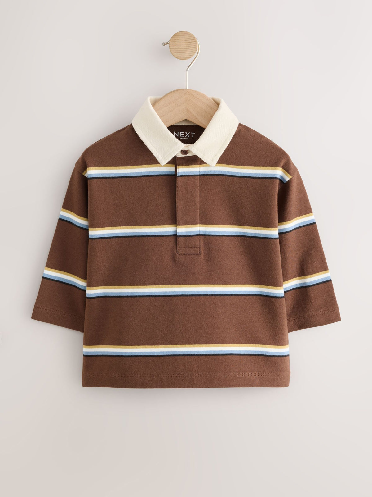 Dsiney Kidz - Brown/Cream Long Sleeve Rugby Polo Top (3mths-7yrs) image 4