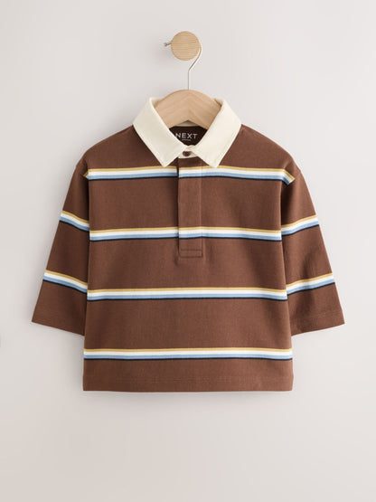 Dsiney Kidz - Brown/Cream Long Sleeve Rugby Polo Top (3mths-7yrs) image 4