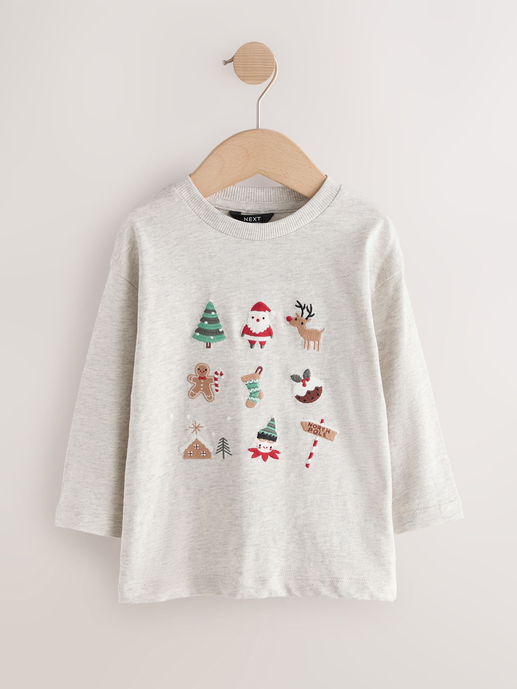 Dsiney Kidz - Cream Embroidered Long Sleeve Christmas T-Shirt (3mths-7yrs) image 5