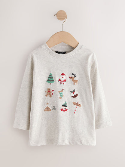Dsiney Kidz - Cream Embroidered Long Sleeve Christmas T-Shirt (3mths-7yrs) image 5