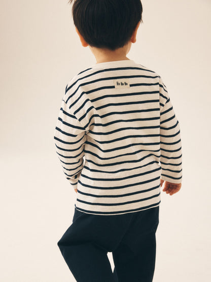 Dsiney Kidz - Navy/White Stripe Applique Santa Car Long Sleeve Christmas T-Shirt (3mths-7yrs) image 3