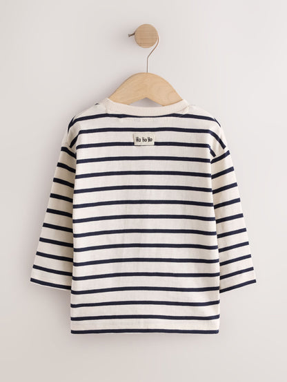 Dsiney Kidz - Navy/White Stripe Applique Santa Car Long Sleeve Christmas T-Shirt (3mths-7yrs) image 5