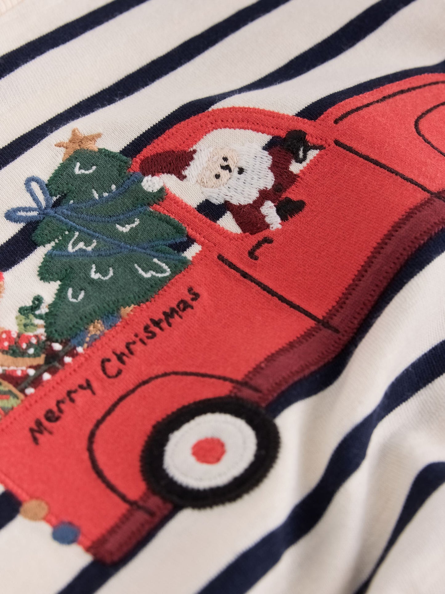 Dsiney Kidz - Navy/White Stripe Applique Santa Car Long Sleeve Christmas T-Shirt (3mths-7yrs) image 6