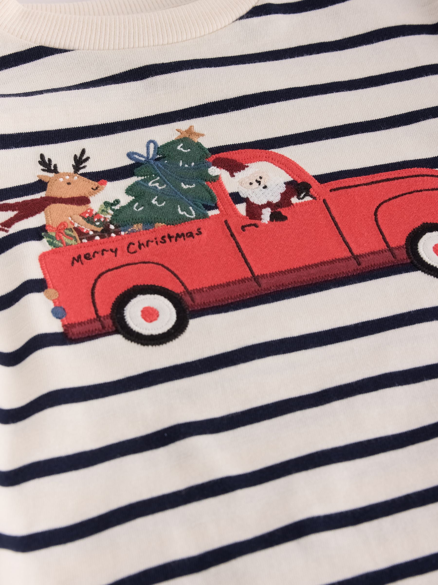 Dsiney Kidz - Navy/White Stripe Applique Santa Car Long Sleeve Christmas T-Shirt (3mths-7yrs) image 7