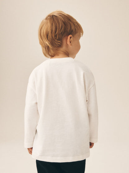 Dsiney Kidz - Cream/White Embroidered Scene Long Sleeve Christmas T-Shirt (3mths-7yrs) image 3