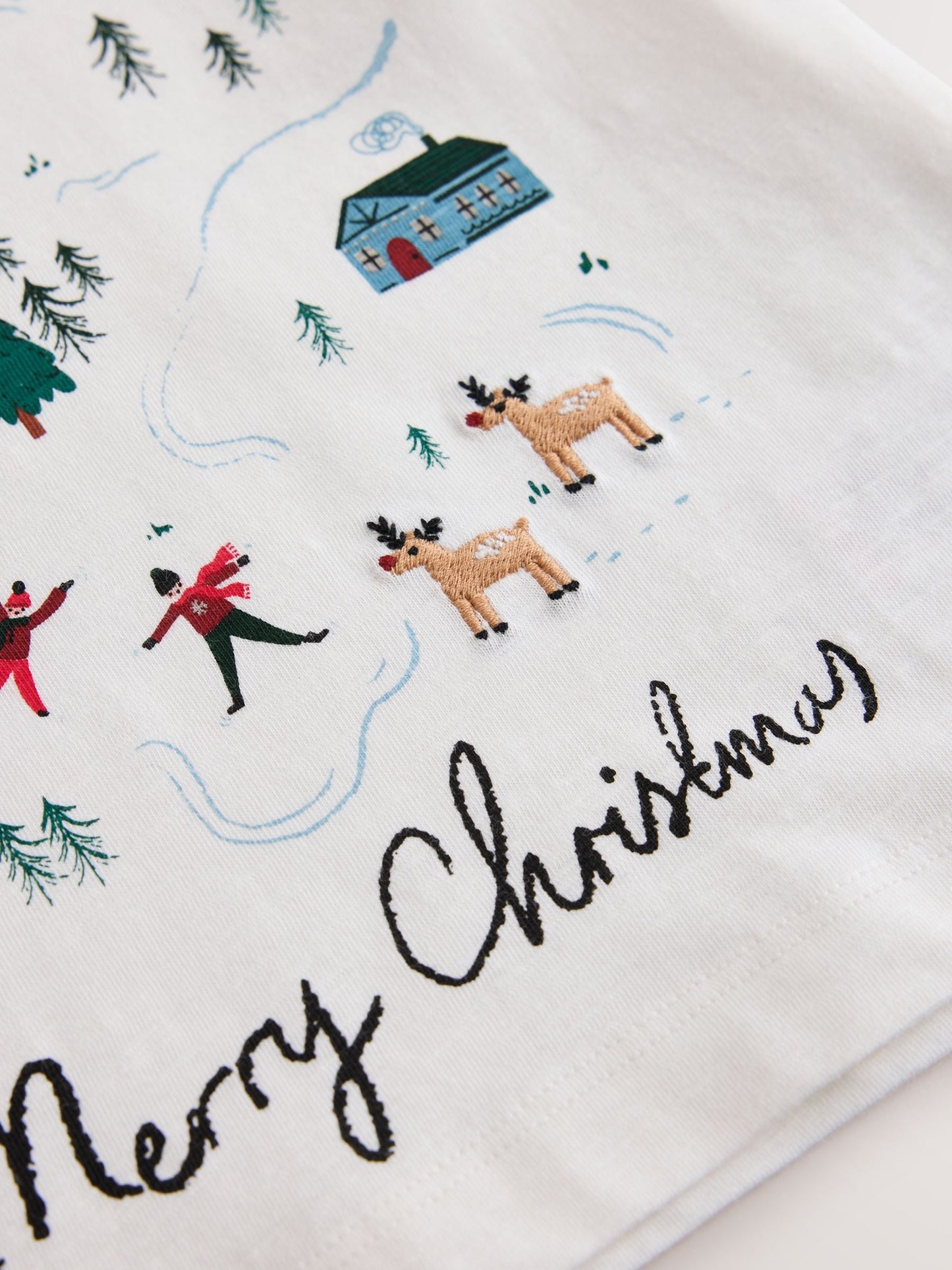 Dsiney Kidz - Cream/White Embroidered Scene Long Sleeve Christmas T-Shirt (3mths-7yrs) image 7
