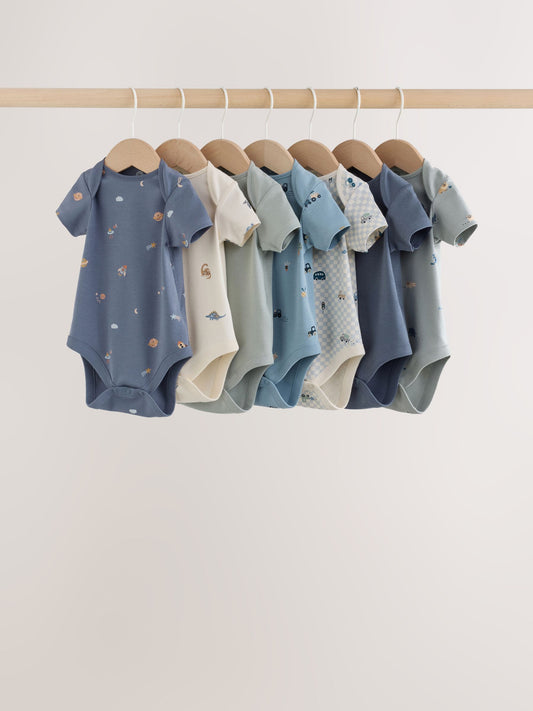 Dsiney Kidz - Blue Character Short Sleeve Baby Bodysuits 7 Pack image 1