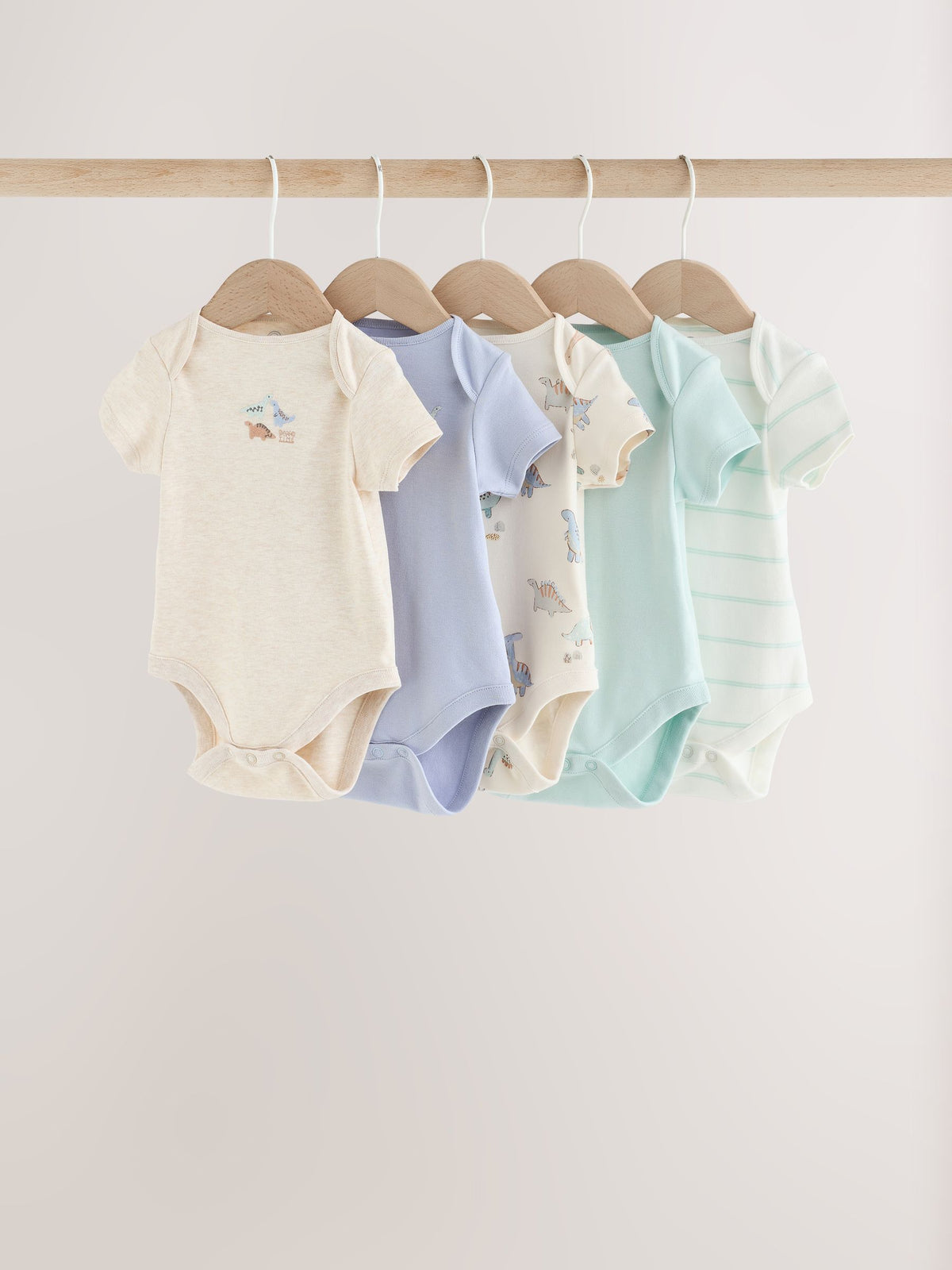 Dsiney Kidz - Neutral Dinosaur Short Sleeve Baby Bodysuits 5 Pack image 1