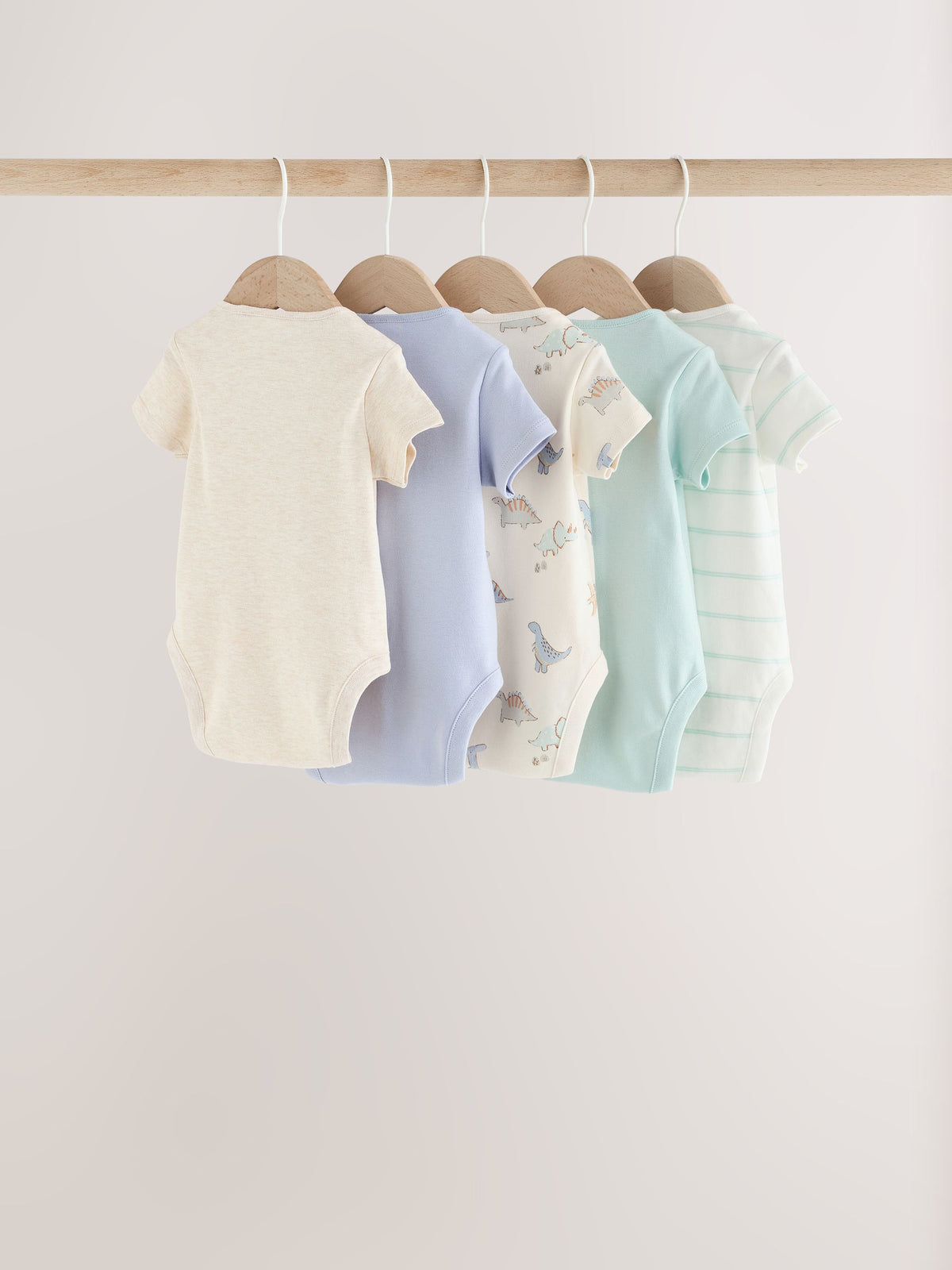 Dsiney Kidz - Neutral Dinosaur Short Sleeve Baby Bodysuits 5 Pack image 8