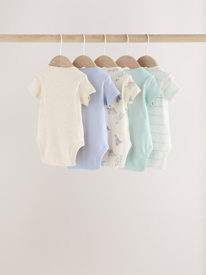 Dsiney Kidz - Neutral Dinosaur Short Sleeve Baby Bodysuits 5 Pack image 8