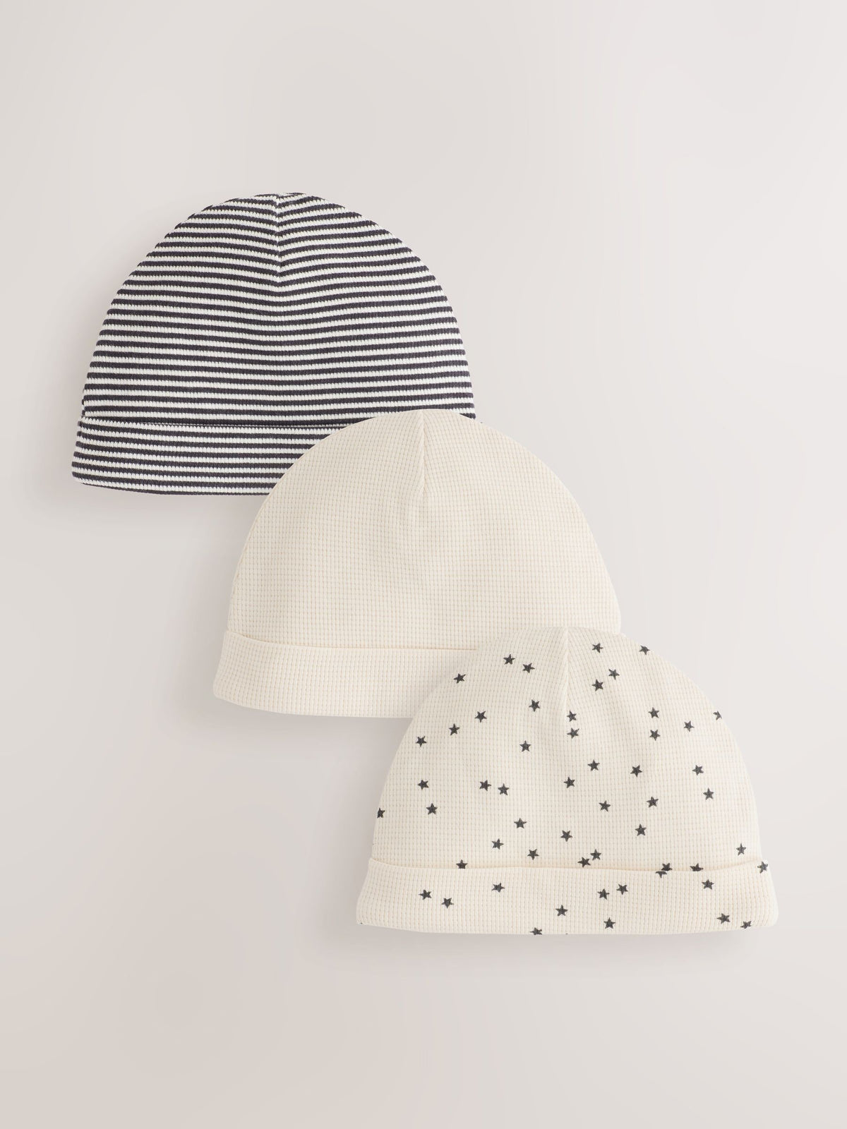 Monochrome Waffle Beanies 3 Pack (0-18mths) - image 1