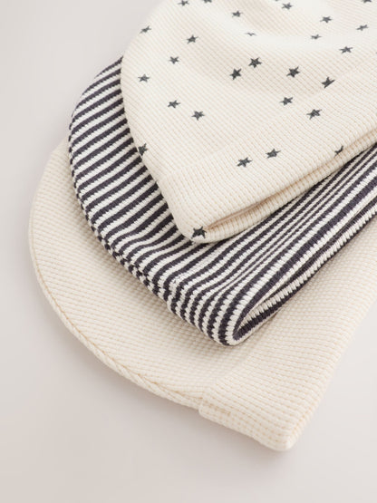Monochrome Waffle Beanies 3 Pack (0-18mths) - image 5