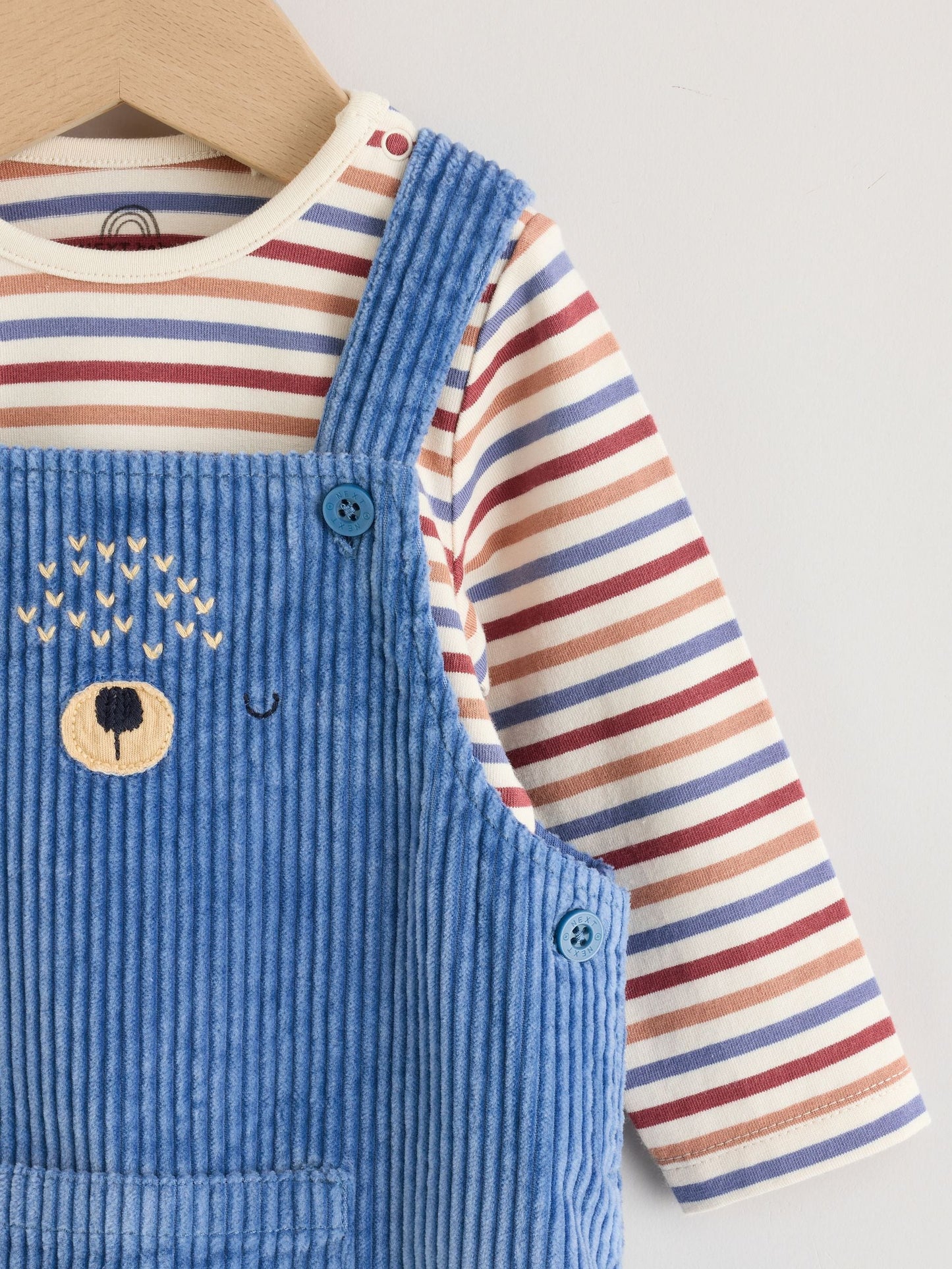 Navy Blue Bear Cord Dungarees and Bodysuit Baby Set (0mths-3yrs) image 4