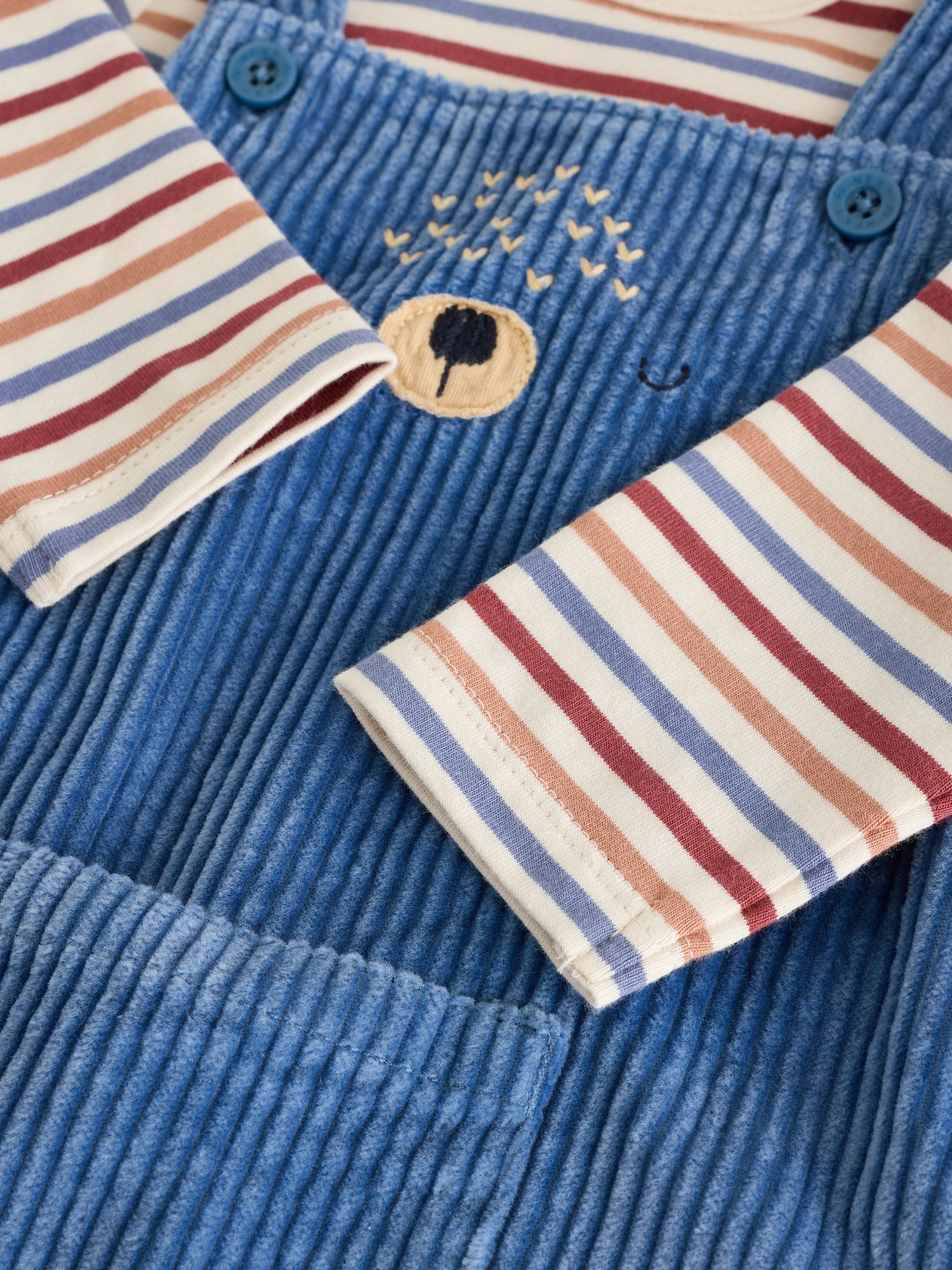 Navy Blue Bear Cord Dungarees and Bodysuit Baby Set (0mths-3yrs) image 6