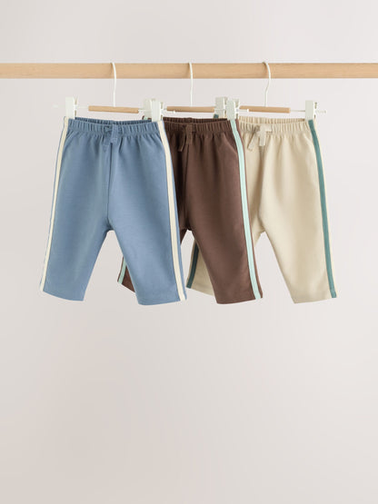 Dsiney Kidz - Blue/Brown/Cream Baby Straight Leg Joggers 3 Pack (0mths-2yrs) image 1