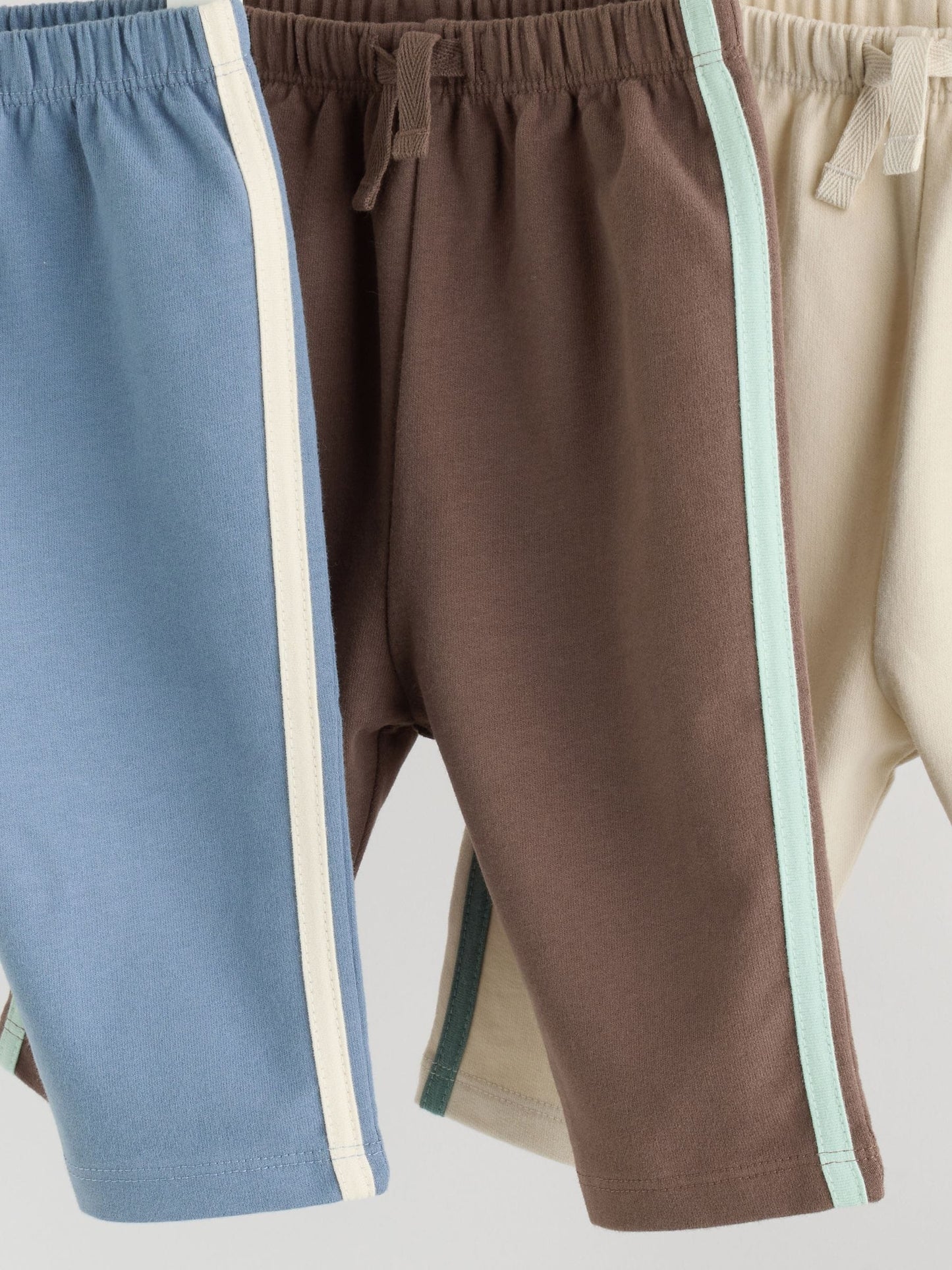 Dsiney Kidz - Blue/Brown/Cream Baby Straight Leg Joggers 3 Pack (0mths-2yrs) image 7