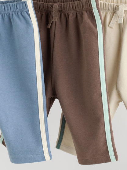 Dsiney Kidz - Blue/Brown/Cream Baby Straight Leg Joggers 3 Pack (0mths-2yrs) image 7