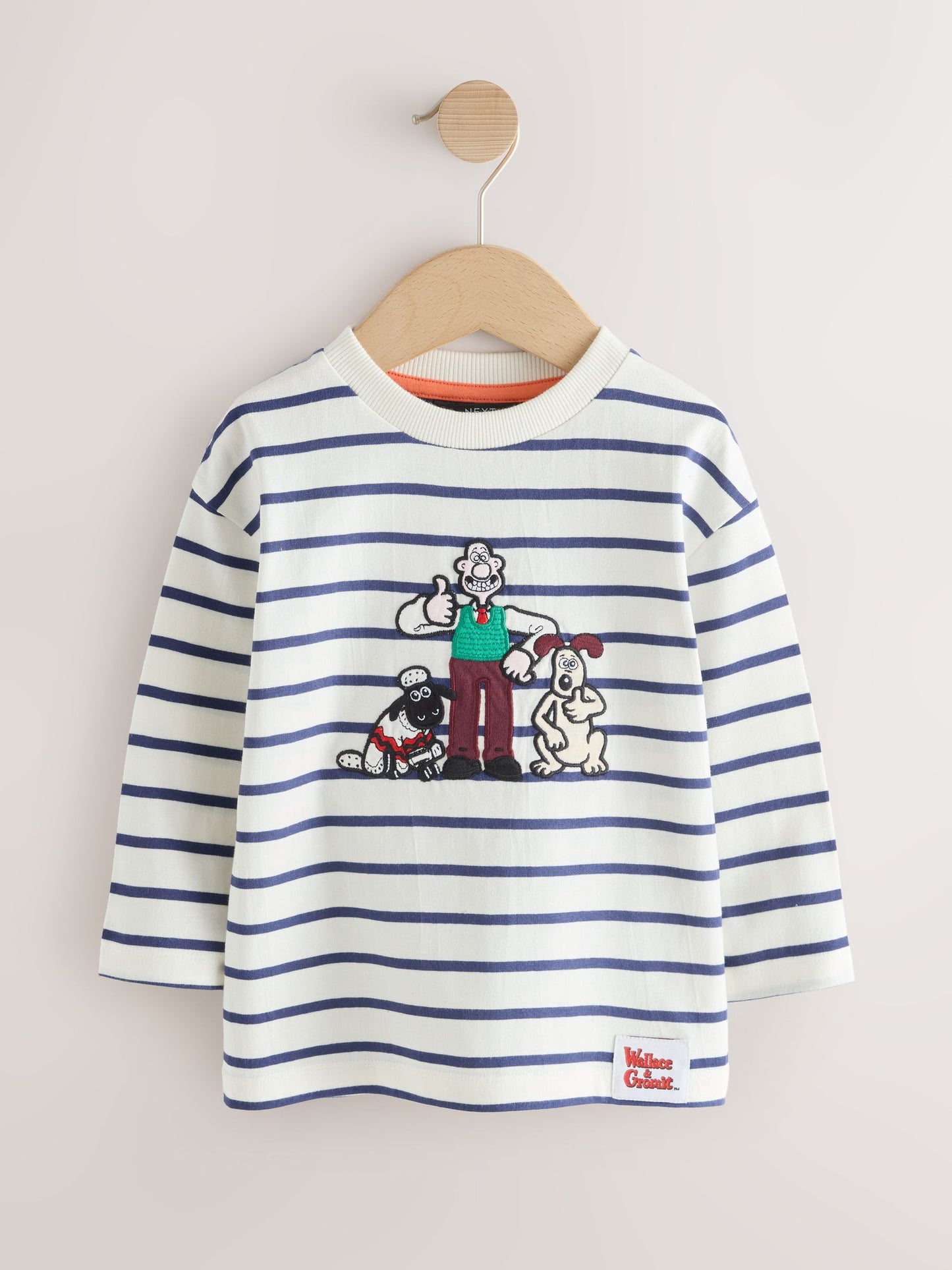 Dsiney Kidz - White Stripe Long Sleeve Wallace & Gromit T-Shirt (3mths-8yrs) image 1