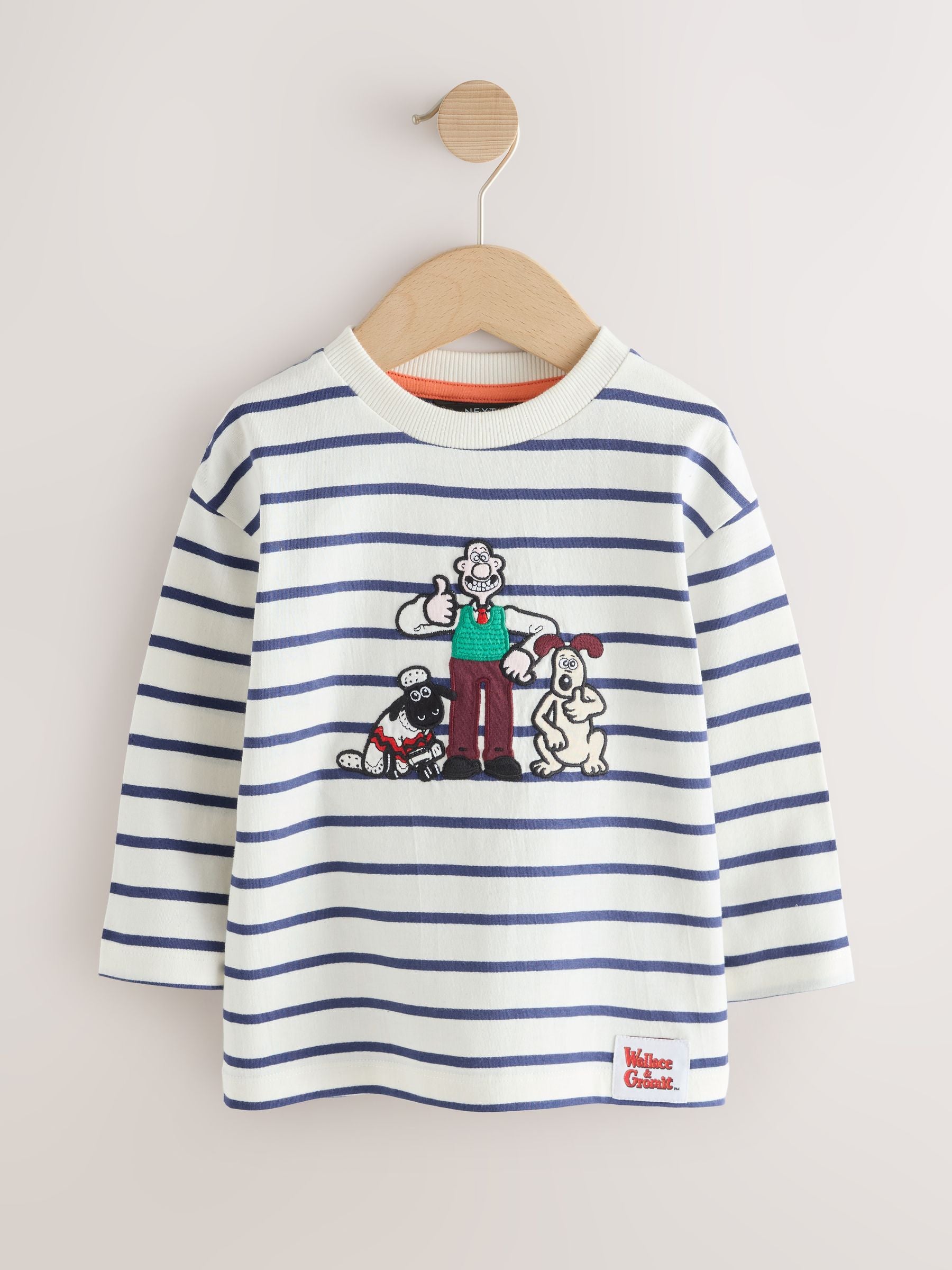 Dsiney Kidz - White Stripe Long Sleeve Wallace & Gromit T-Shirt (3mths-8yrs) image 1