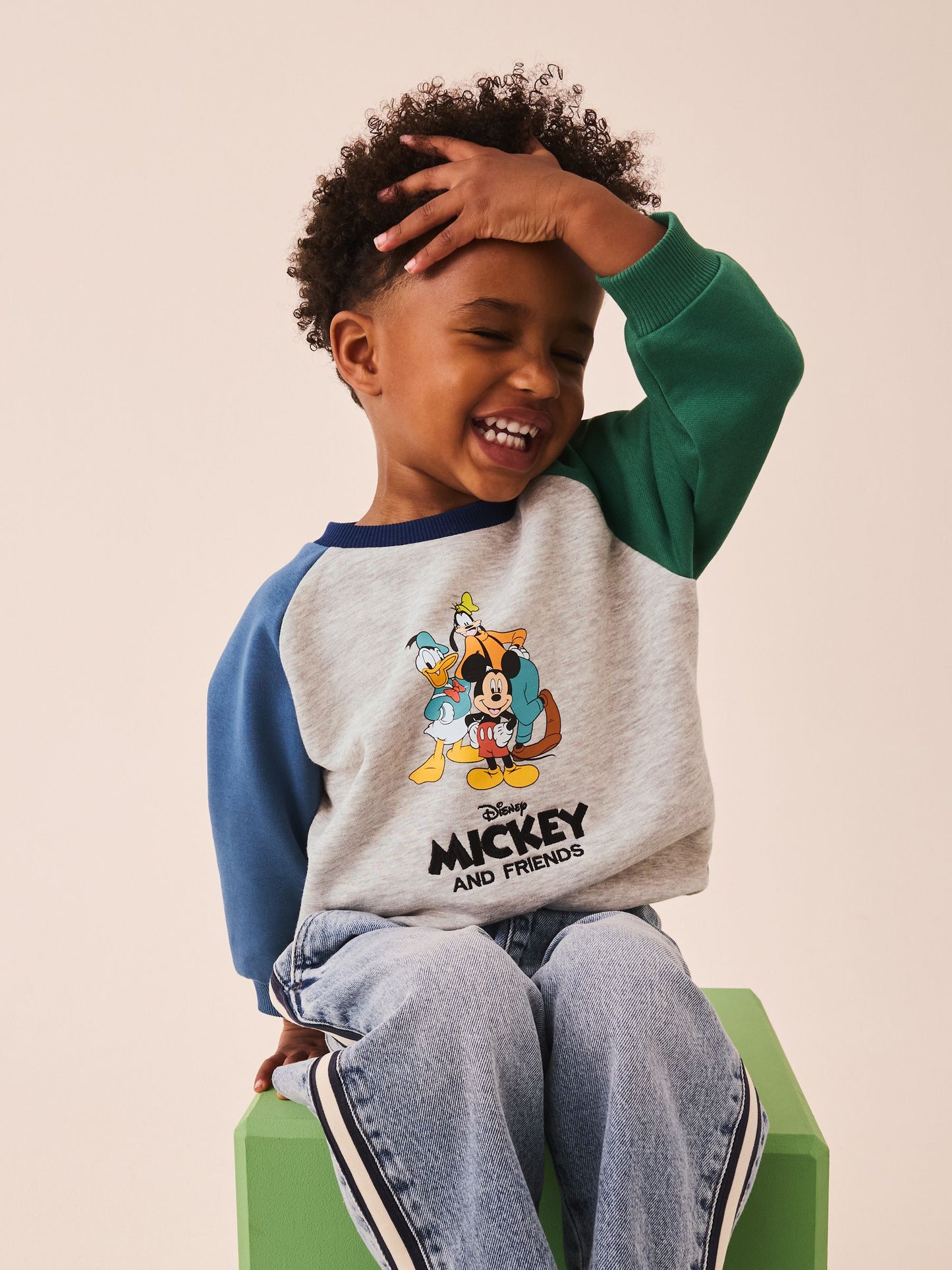 Dsiney Kidz - Grey Colour Block Mickey Mouse Printed Crew Sweatshirt (3mths-8yrs) image 1