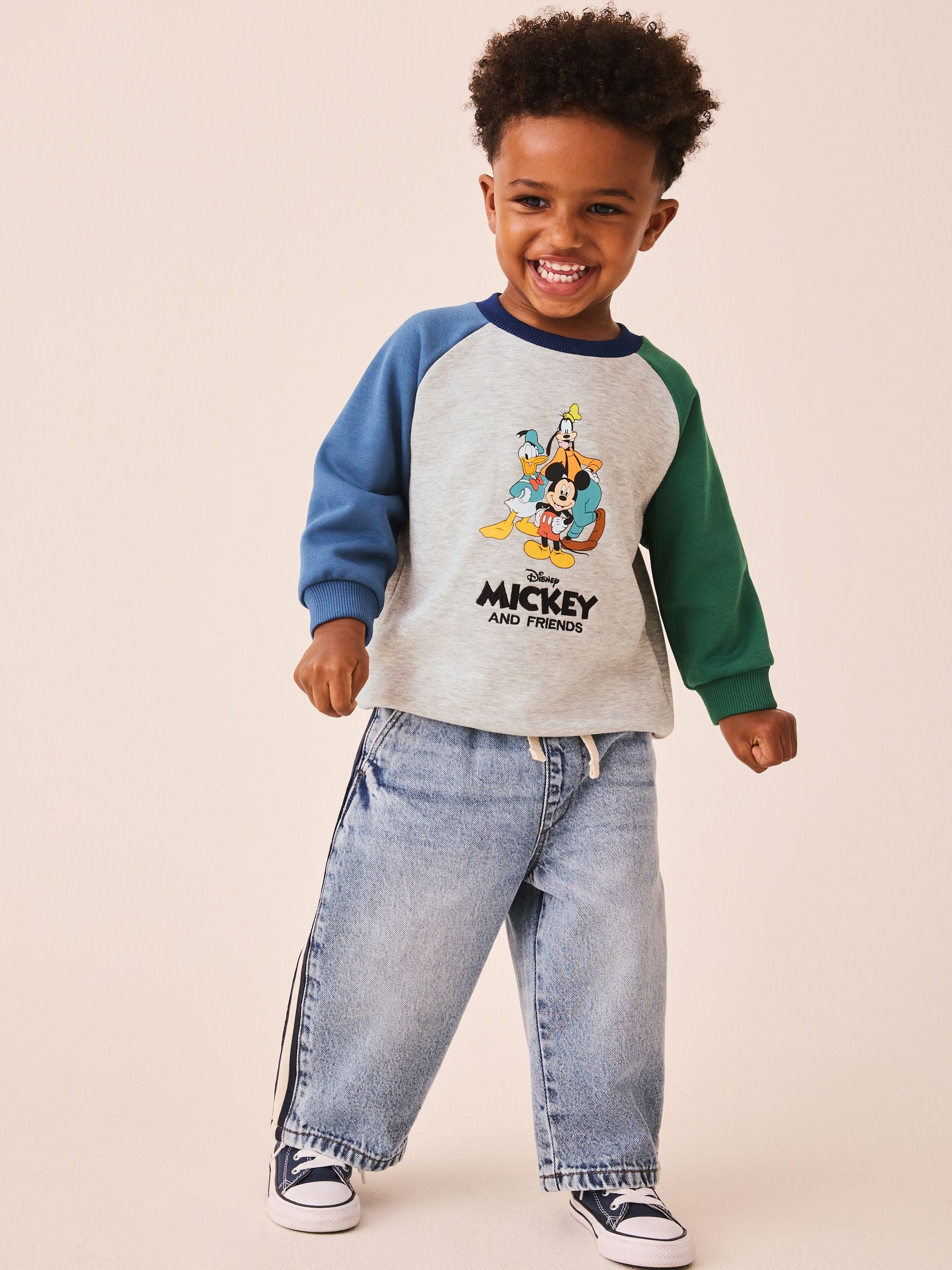 Dsiney Kidz - Grey Colour Block Mickey Mouse Printed Crew Sweatshirt (3mths-8yrs) image 2